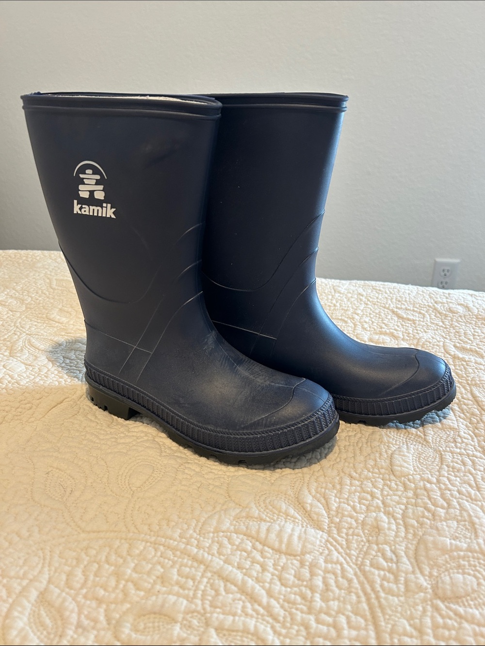 Kamik Navy Rain Boots with White Logo